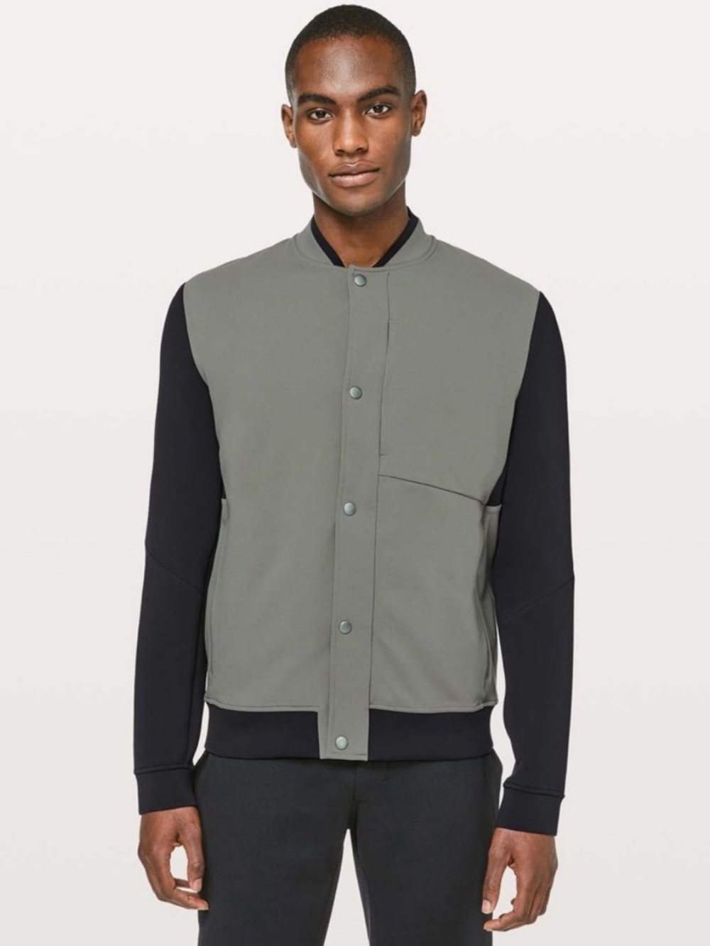 Lululemon Sojourn Bomber Jacket Warpstreme in Grey Sage / Black Men’s Size Small